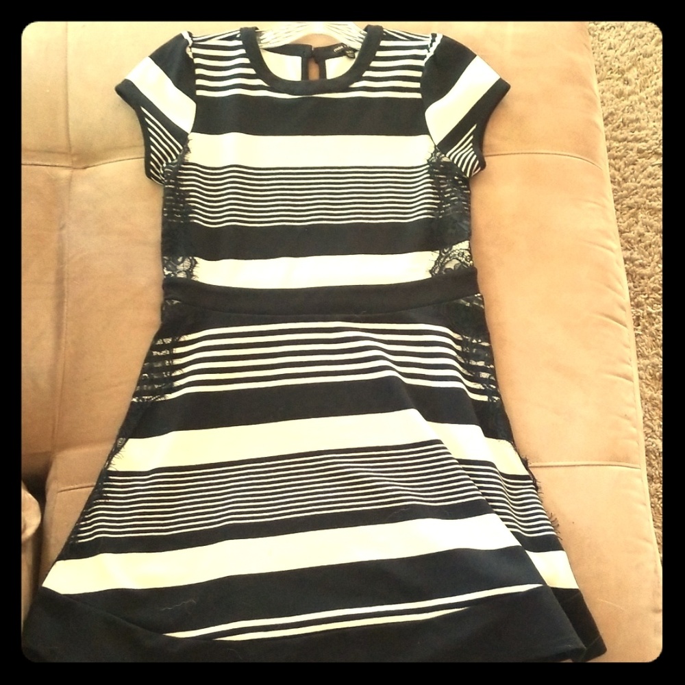 Max and Riley Black and White Striped A-Line Dress